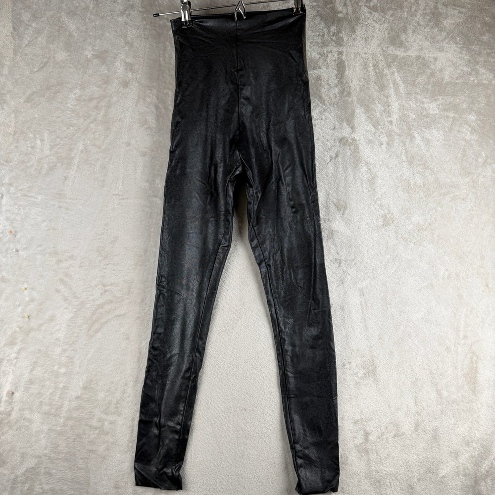 Commando Black Faux Leather High Rise Leggings XS SLG01 Slim Fit Stretch Skinny